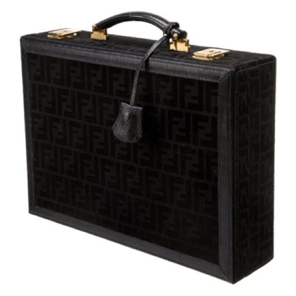 SALE!! Fendi unisex FF jacquard logo monogram jewlery trunk briefcase bag - Picture 1 of 15